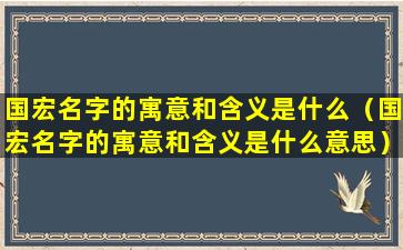 国宏名字的寓意和含义是什么（国宏名字的寓意和含义是什么意思）