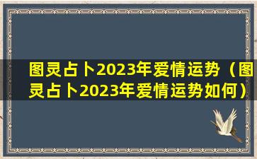 图灵占卜2023年爱情运势（图灵占卜2023年爱情运势如何）