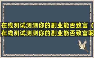 在线测试测测你的副业能否致富（在线测试测测你的副业能否致富呢）