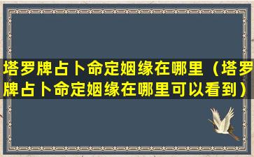 塔罗牌占卜命定姻缘在哪里（塔罗牌占卜命定姻缘在哪里可以看到）