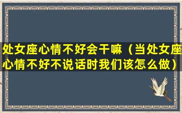 处女座心情不好会干嘛（当处女座心情不好不说话时我们该怎么做）