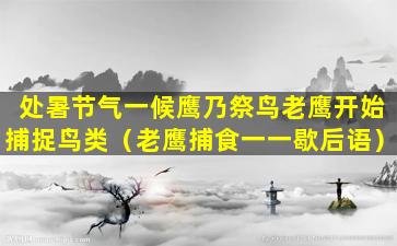 处暑节气一候鹰乃祭鸟老鹰开始捕捉鸟类（老鹰捕食一一歇后语）