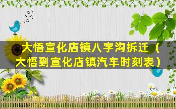 大悟宣化店镇八字沟拆迁（大悟到宣化店镇汽车时刻表）