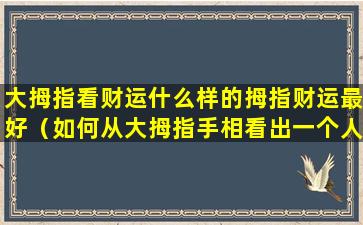 大拇指看财运什么样的拇指财运最好（如何从大拇指手相看出一个人的命）