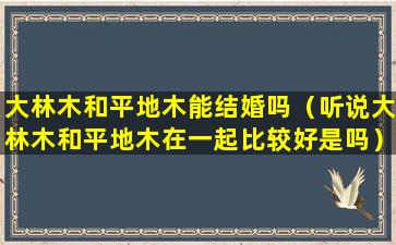 大林木和平地木能结婚吗（听说大林木和平地木在一起比较好是吗）