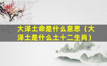 大泽土命是什么意思（大泽土是什么土十二生肖）