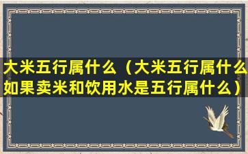 大米五行属什么（大米五行属什么如果卖米和饮用水是五行属什么）