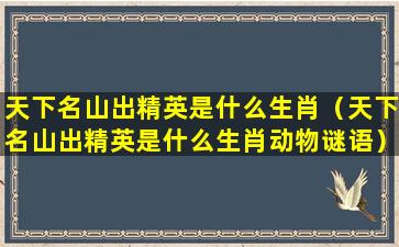 天下名山出精英是什么生肖（天下名山出精英是什么生肖动物谜语）