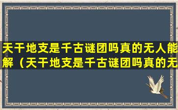 天干地支是千古谜团吗真的无人能解（天干地支是千古谜团吗真的无人能解吗）