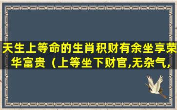 天生上等命的生肖积财有余坐享荣华富贵（上等坐下财官,无杂气,多主官贵）