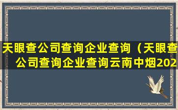 天眼查公司查询企业查询（天眼查公司查询企业查询云南中烟2023年储运项目）