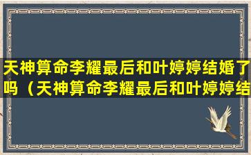 天神算命李耀最后和叶婷婷结婚了吗（天神算命李耀最后和叶婷婷结婚了吗是哪一集）