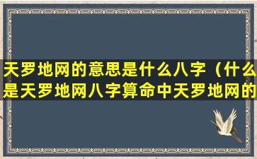 天罗地网的意思是什么八字（什么是天罗地网八字算命中天罗地网的详解）