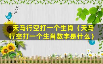 天马行空打一个生肖（天马行空打一个生肖数字是什么）