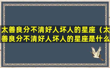 太善良分不清好人坏人的星座（太善良分不清好人坏人的星座是什么）