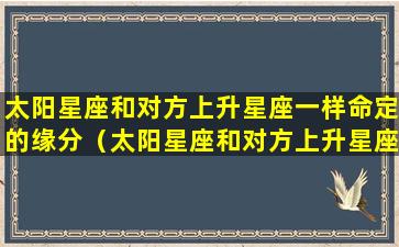 太阳星座和对方上升星座一样命定的缘分（太阳星座和对方上升星座一样命定的缘分是什么）