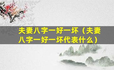 夫妻八字一好一坏（夫妻八字一好一坏代表什么）