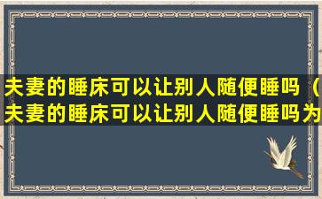 夫妻的睡床可以让别人随便睡吗（夫妻的睡床可以让别人随便睡吗为什么）