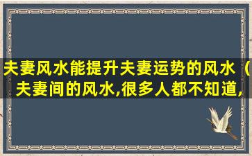 夫妻风水能提升夫妻运势的风水（夫妻间的风水,很多人都不知道,赶紧戒了吧）