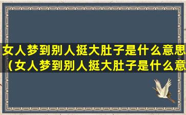 女人梦到别人挺大肚子是什么意思（女人梦到别人挺大肚子是什么意思周公解梦）