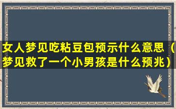 女人梦见吃粘豆包预示什么意思（梦见救了一个小男孩是什么预兆）