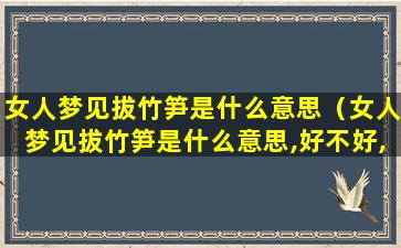 女人梦见拔竹笋是什么意思（女人梦见拔竹笋是什么意思,好不好,代表什么）