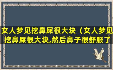 女人梦见挖鼻屎很大块（女人梦见挖鼻屎很大块,然后鼻子很舒服了）