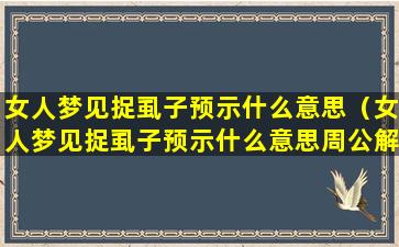 女人梦见捉虱子预示什么意思（女人梦见捉虱子预示什么意思周公解梦）