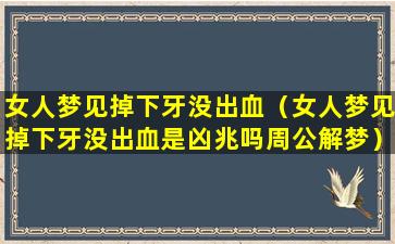 女人梦见掉下牙没出血（女人梦见掉下牙没出血是凶兆吗周公解梦）