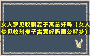 女人梦见收割麦子寓意好吗（女人梦见收割麦子寓意好吗周公解梦）