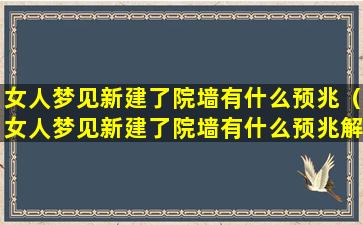 女人梦见新建了院墙有什么预兆（女人梦见新建了院墙有什么预兆解梦）