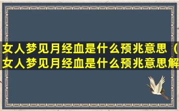 女人梦见月经血是什么预兆意思（女人梦见月经血是什么预兆意思解梦）