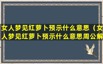 女人梦见红萝卜预示什么意思（女人梦见红萝卜预示什么意思周公解梦）