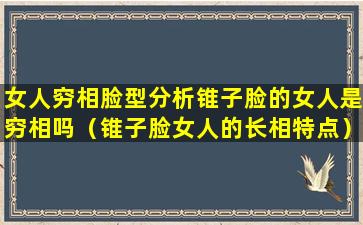 女人穷相脸型分析锥子脸的女人是穷相吗（锥子脸女人的长相特点）