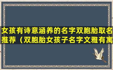 女孩有诗意涵养的名字双胞胎取名推荐（双胞胎女孩子名字文雅有寓意带诗字）