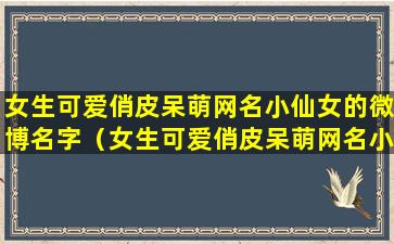 女生可爱俏皮呆萌网名小仙女的微博名字（女生可爱俏皮呆萌网名小仙女的微博名字怎么取）