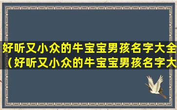 好听又小众的牛宝宝男孩名字大全（好听又小众的牛宝宝男孩名字大全四个字）