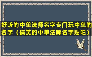 好听的中单法师名字专门玩中单的名字（搞笑的中单法师名字贴吧）