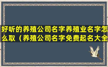 好听的养殖公司名字养殖业名字怎么取（养殖公司名字免费起名大全）