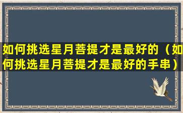 如何挑选星月菩提才是最好的（如何挑选星月菩提才是最好的手串）