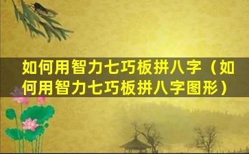 如何用智力七巧板拼八字（如何用智力七巧板拼八字图形）