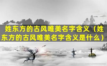 姓东方的古风唯美名字含义（姓东方的古风唯美名字含义是什么）