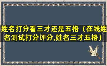 姓名打分看三才还是五格（在线姓名测试打分评分,姓名三才五格）