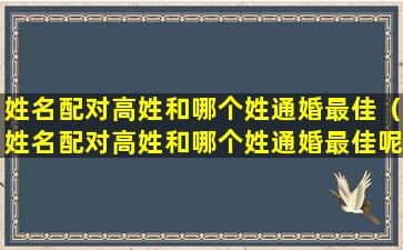 姓名配对高姓和哪个姓通婚最佳（姓名配对高姓和哪个姓通婚最佳呢）