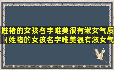 姓褚的女孩名字唯美很有淑女气质（姓褚的女孩名字唯美很有淑女气质两个字）