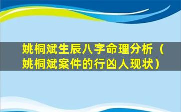 姚桐斌生辰八字命理分析（姚桐斌案件的行凶人现状）