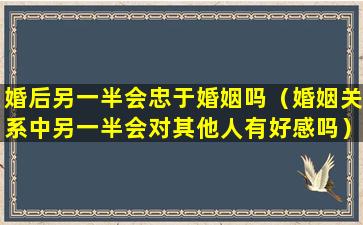 婚后另一半会忠于婚姻吗（婚姻关系中另一半会对其他人有好感吗）