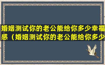 婚姻测试你的老公能给你多少幸福感（婚姻测试你的老公能给你多少幸福感和爱情）