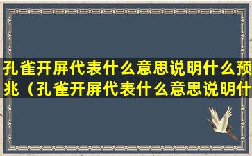 孔雀开屏代表什么意思说明什么预兆（孔雀开屏代表什么意思说明什么预兆呢）