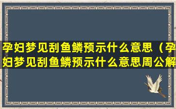 孕妇梦见刮鱼鳞预示什么意思（孕妇梦见刮鱼鳞预示什么意思周公解梦）